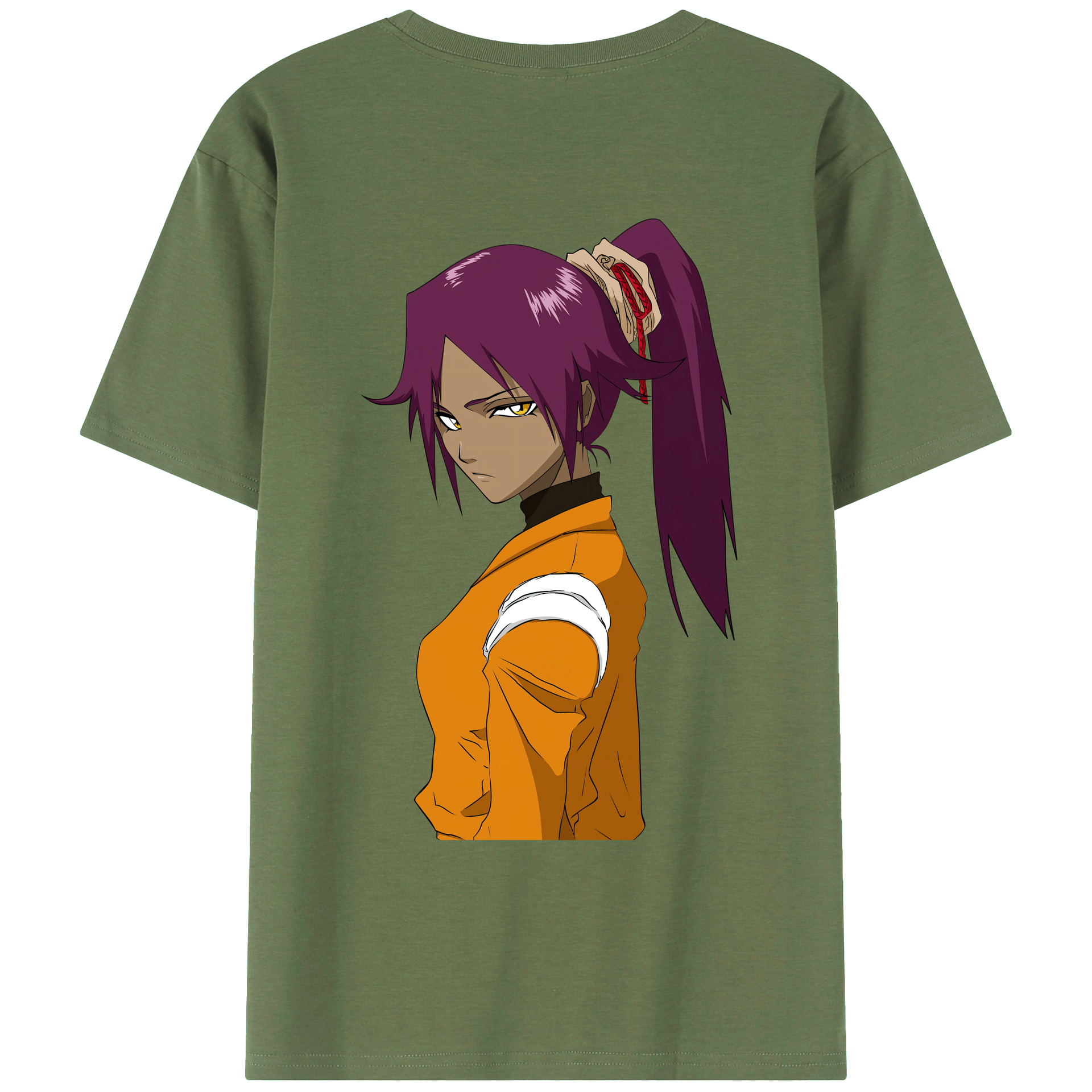 （画像用） ブリーチ 四楓院 夜一（しほういん よるいち） BLEACH Shihouin Yoruichi 綿100％ メンズ半袖Tシャツ（バックプリント） 通気性